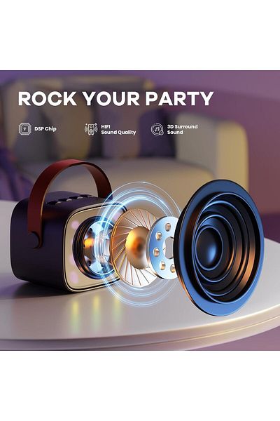 Primo Plus Mini Karaoke Machine with 1 Microphone Portable Bluetooth Speaker for Party