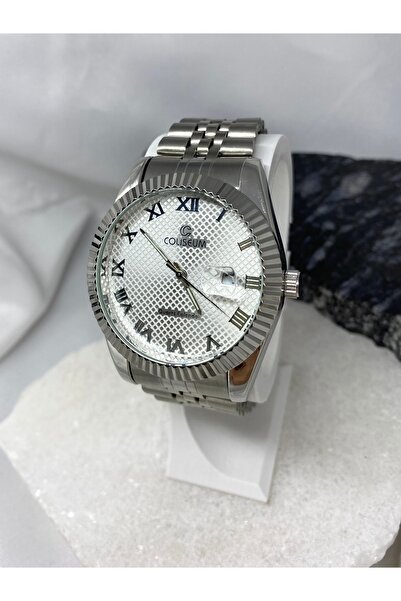 Coliseum Round Inside White Silver Cord Men's Wrist Watch