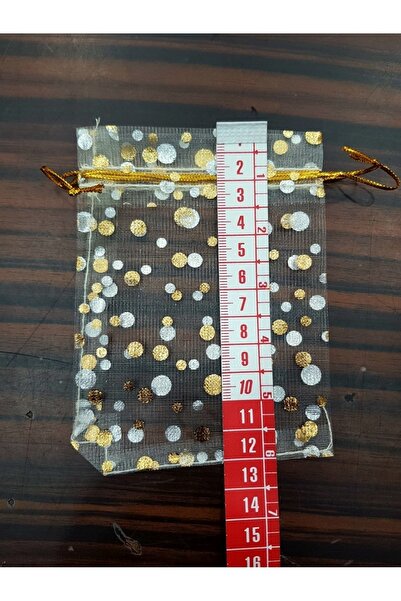 yörük tuhafiye Organze Tül Kese ,150 Adet, Altın Puanlı (9x12 Cm) Kına, Bebek,çerez ,nişan,nikah, Düğün Hediye Kese