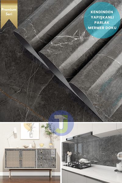 Technojet Self-Adhesive Marble Pattern Foil Kitchen Bathroom Countertop Wall Covering 60Cmx500Cm