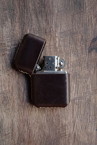 CACTUS Benzinli Çakmak El Yapımı Hakiki Deri Kılıflı Çakmak Hediyelik Vintage...