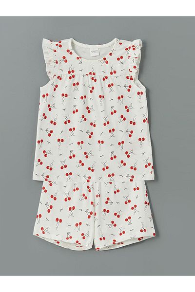 LC Waikiki Lcw Kids Cherry Printed Girls' Shorts Pajama Suit