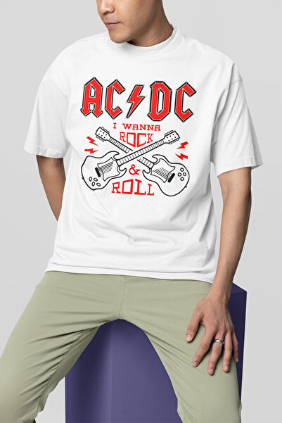 SEVBANO Želim da igram rok i rolo - unisex majica sa AC/DC printom, veće veli...