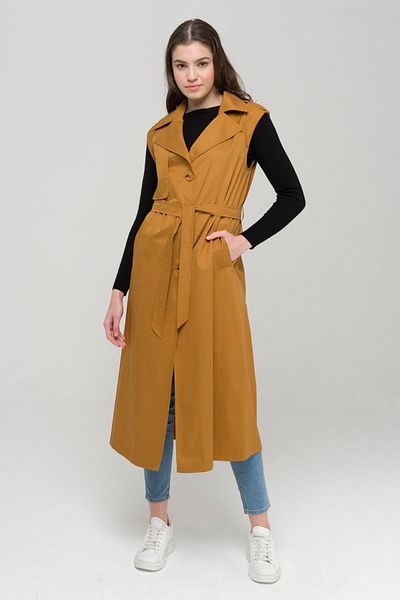 Olcay Cape and Epaulette Detailed Water Repellent Unlined Vest Mustard 8215