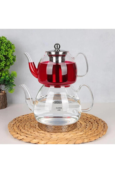 MİHMAN HOME طقم إبريق شاي من زجاج البورسليكات من AROW Linda