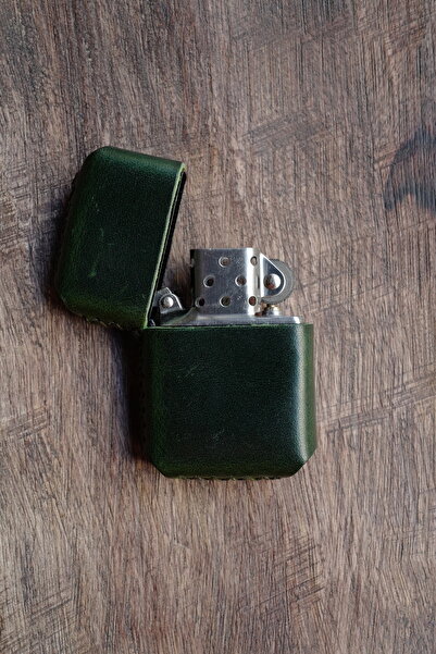 CACTUS Benzinli Çakmak El Yapımı Hakiki Deri Kılıflı Çakmak Hediyelik Vintage...