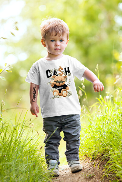 oneagılyazı تي شيرت كبير الحجم للأطفال مطبوع عليه دمية دب