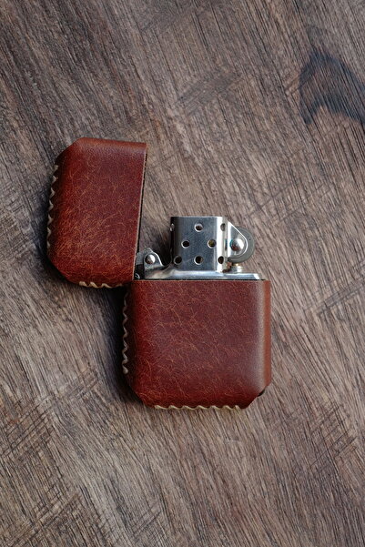CACTUS Benzinli Çakmak El Yapımı Hakiki Deri Kılıflı Çakmak Hediyelik Vintage...