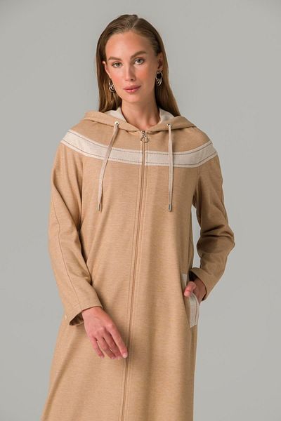 Olcay Garni Detaillierte, dicke, ungefütterte Strickmütze mit Reißverschluss, Kamel 6279
