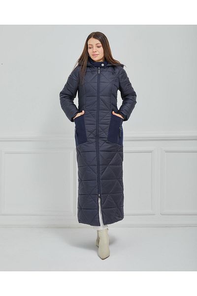 Olcay Odnímatelná dlouhá prošívaná čepice s kapucí a detailem razítka DARK BLUE 6524
