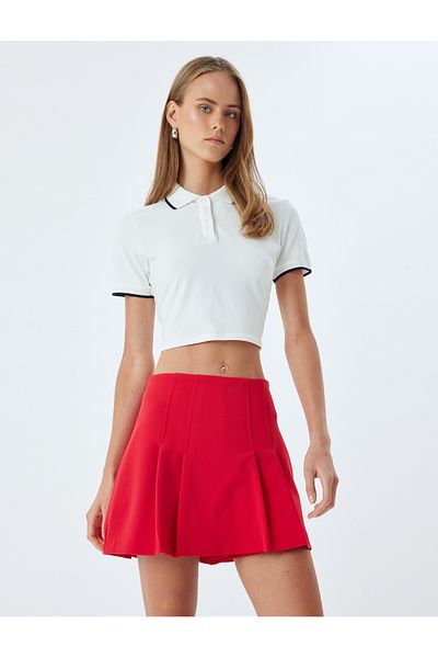 Koton New Season Pleated Mini Shorts Skirt