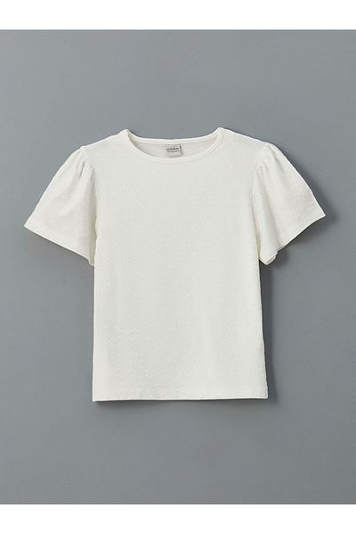 LC Waikiki New Season Crew Neck Textured Girls' T-Shirt - S56465Z4