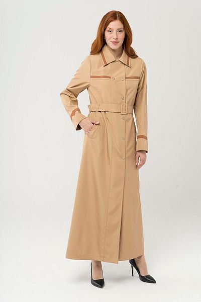 Olcay Kołnierzyk koszuli Garni Szczegółowy, dwurzędowy długi trencz Topcoat Camel 4288