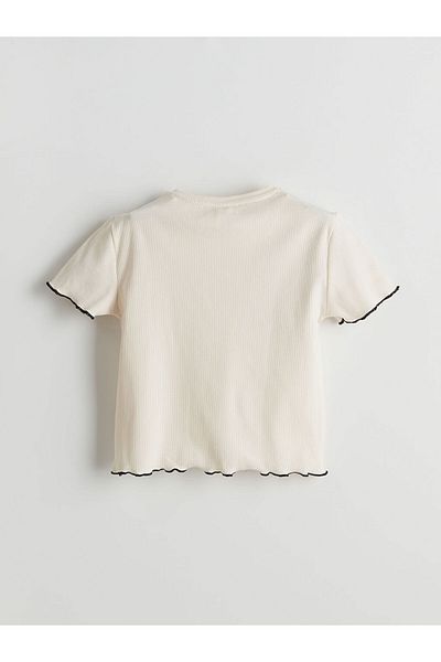 LC Waikiki Lcw Crew Neck Girl's Crop T-Shirt Fast Fashion