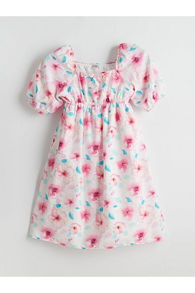LC Waikiki Square Collar Floral Girl's Dress