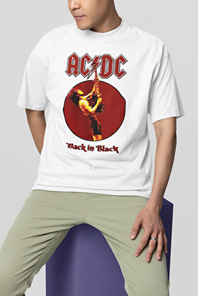 SEVBANO AC DC Back In Black unisex majica sa štampanim motivom, oversize, rok...