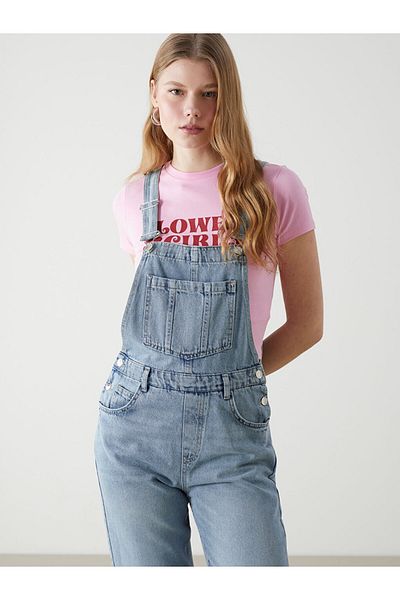 LC Waikiki Xside Blue Square Collar Women's Jean Salopet