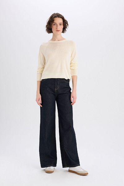 DeFacto Regular Fit Crew Neck Basic Plain Knitwear Sweater D6281Ax25Sp