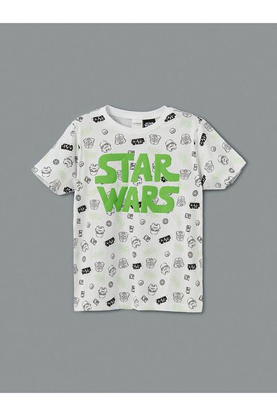 LC Waikiki New Season Crew Neck Star Wars Printed Boys' Shorts Pajama Set - S5Dy37Z4