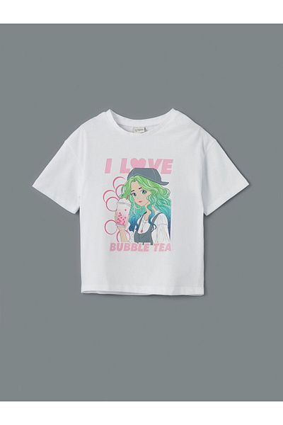 LC Waikiki Tricou pentru fete cu gât crew de sezon nou - S5BK25Z4
