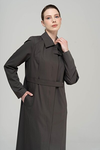 Olcay Πουκάμισο με γιακά με ραβδώσεις με λεπτομέρεια μεγάλου μεγέθους Top Coat HAKI 6565