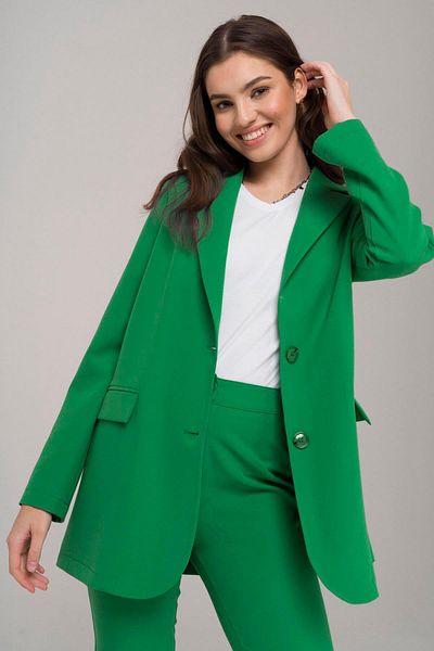 Olcay Mono Collar Relaxed Fit Unlined Blazer Jacket Green 8217