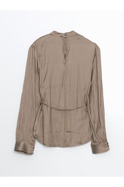 LC Waikiki Lcwaikiki Classic Stand Collar Oversize Satin Women's Blouse