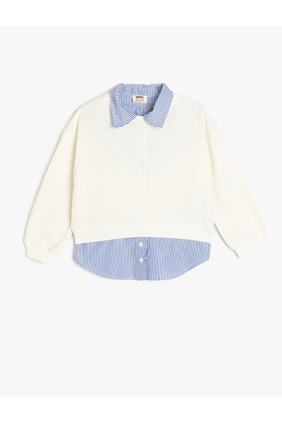 Koton New Season Shirt Detailed Long Sleeve Oversize Sweatshirt