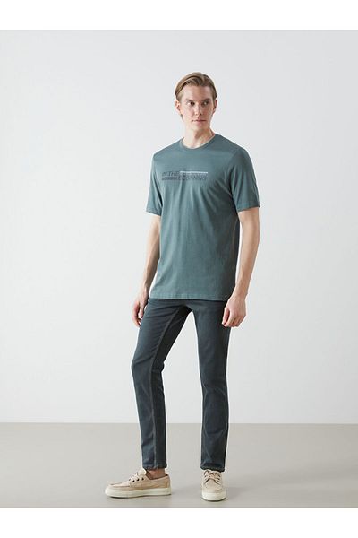 LC Waikiki Ανδρικό μπλουζάκι LCWAIKIKI Classic Crew με λαιμόκοψη κοντό μανίκι με στάμπα χτενισμένο βαμβακερό ανδρικό μπλουζάκι