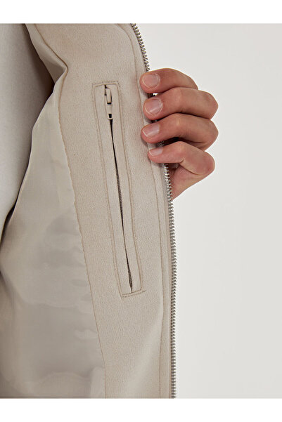 LC Waikiki LCW Vision Slim Fit Gömlek Yaka Süet Erkek Mont