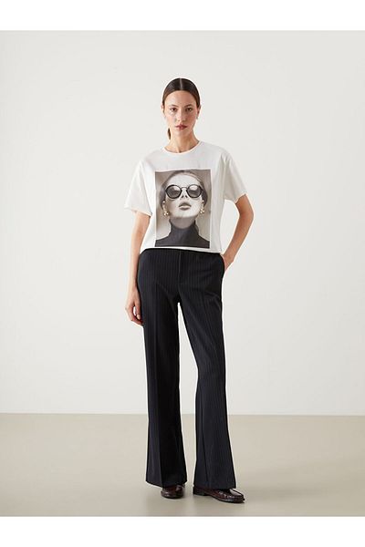 LC Waikiki Lcw Vision Standard Fit Striped Spanish Leg Women's Trousers