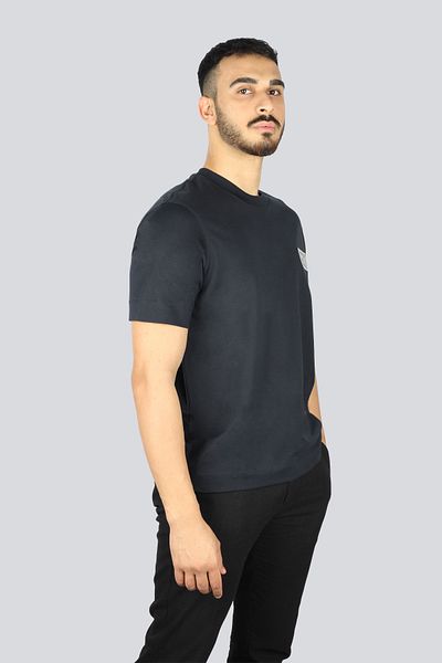 Emporio Armani Tricou pentru bărbați, cu gât rotund, cu mânecă scurtă, din bumbac, cu croiala normală, albastru bleumarin EM001018 AF12926-UB118