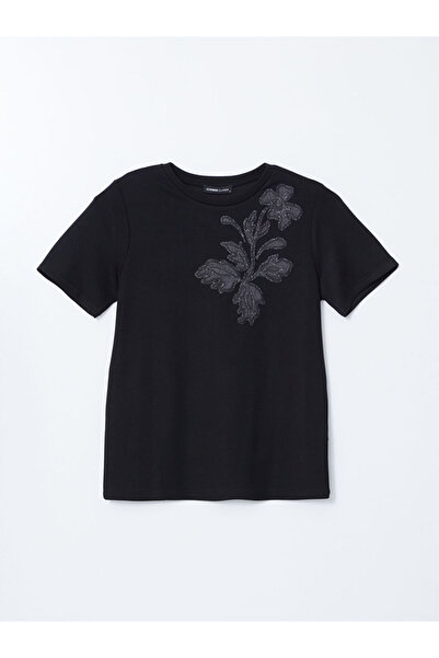 LC Waikiki Tricou cu flori pentru femei LCWAIKIKI Classic Crew Deck