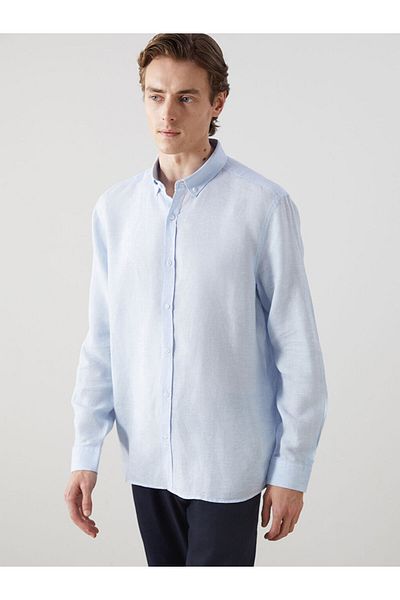 LC Waikiki Ανδρικό πουκάμισο με μακρυμάνικο λινό Slim Fit