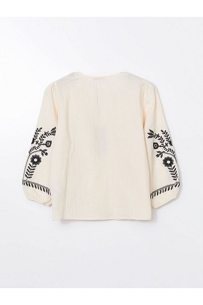 LC Waikiki Γυναικεία μπλούζα LCWAIKIKI Classic Oversize με κέντημα με απαγορευμένο γιακά
