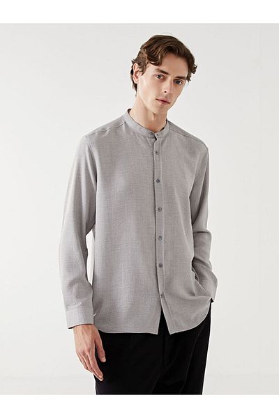 LC Waikiki Ανδρικό λινό μακρυμάνικο πουκάμισο LCW Vision Regular Fit