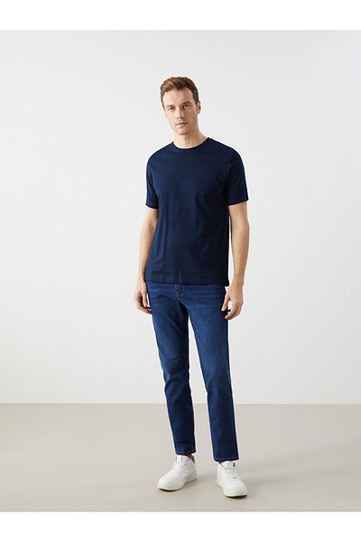 LC Waikiki Basic Plum Crew Neck Combed Cotton Men's T-Shirt