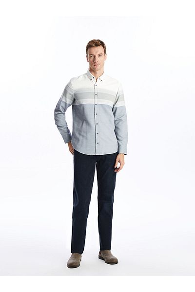 LC Waikiki Ανδρικό ριγέ μακρυμάνικο πουκάμισο LCWAIKIKI Classic Regular Fit