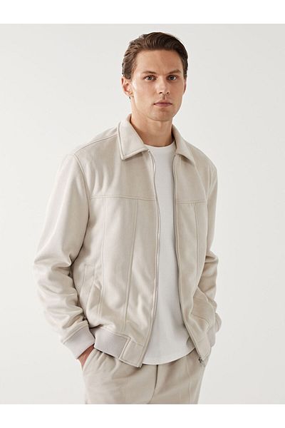 LC Waikiki Ανδρικό παλτό LCW Vision Slim Fit Shirt Collar Suede