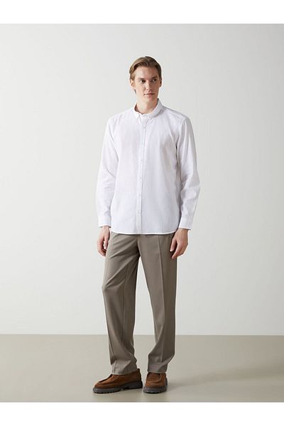 LC Waikiki Cămașă pentru bărbați, cu mâneci lungi, cu mâneci lungi, în amestec de in, sezon nou - S55710Z8