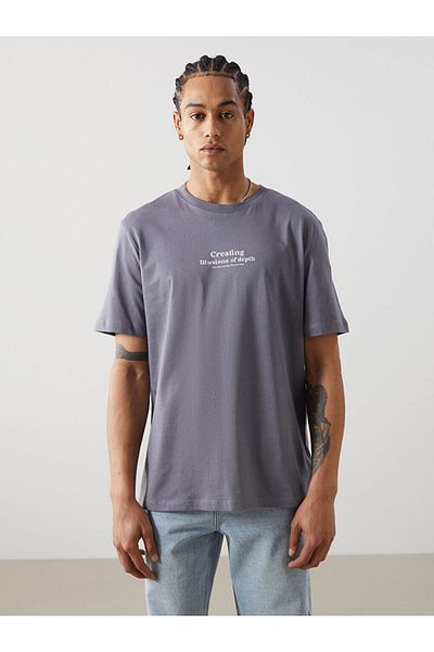 LC Waikiki Tricou pentru bărbați din bumbac pieptănat cu mânecă scurtă cu decolteu