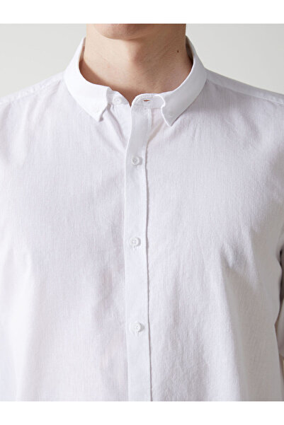 LC Waikiki Ανδρικό πουκάμισο με μακρυμάνικο λινό μείγμα LCW Vision Slim Fit