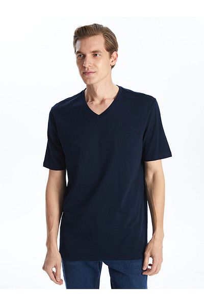 LC Waikiki Green V-Neck Short Sleeve Combed Cotton Men's T-Shirt