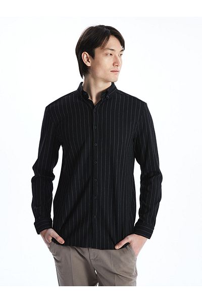 LC Waikiki Ανδρικό πουκάμισο με μακρυμάνικο ριγέ SOUTHBLUE Slim Fit