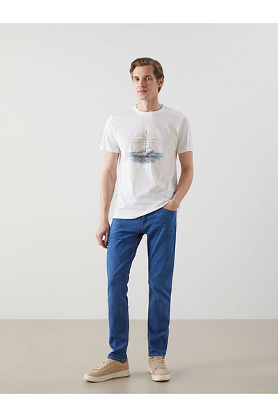 LC Waikiki Ανδρικό μπλουζάκι LCWAIKIKI Classic Crew με λαιμόκοψη κοντό μανίκι με στάμπα χτενισμένο βαμβακερό ανδρικό μπλουζάκι