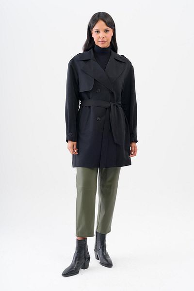 Olcay Ungefütterter Trenchcoat mit Umhang- und Schulterklappendetail und wasserabweisenden Eigenschaften SCHWARZ 6541