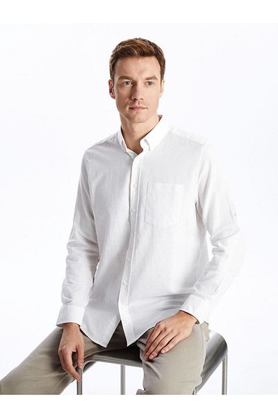 LC Waikiki Regular Fit Long Sleeve Linen Blended Men's Shirt