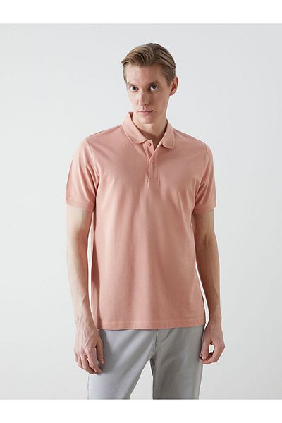 LC Waikiki Matte Salmon Polo Neck Short Sleeve Pique Men's T-Shirt