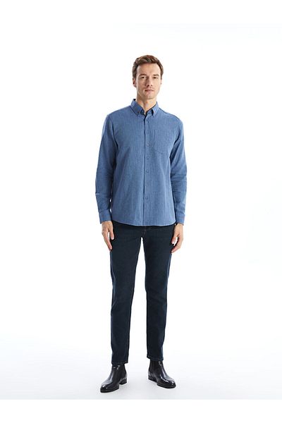 LC Waikiki Cămașă pentru bărbați LCWAIKIKI Classic Regular Fit cu mânecă lungă în amestec de in
