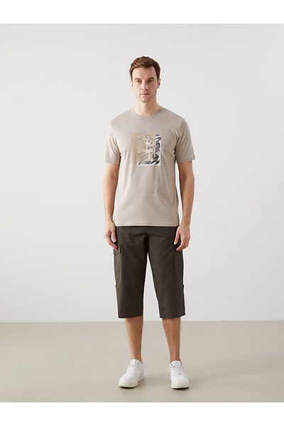 LC Waikiki Ανδρικό μπλουζάκι LCWAIKIKI Classic Crew με λαιμόκοψη κοντό μανίκι με στάμπα χτενισμένο βαμβακερό ανδρικό μπλουζάκι